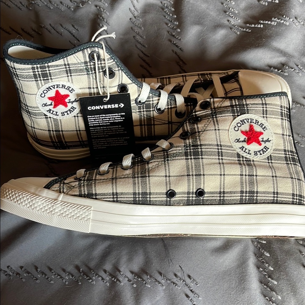 Custom Converse Plaid Chuck 70 High-Top Sneakers - Black, White, Red